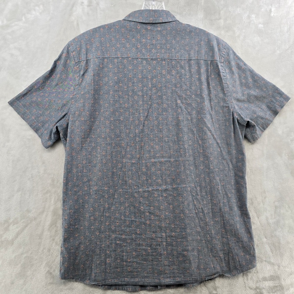 Faherty Button Down Mens Large Blue Indigo Geometric Short Sleeve Shirt - Picture 3 of 9